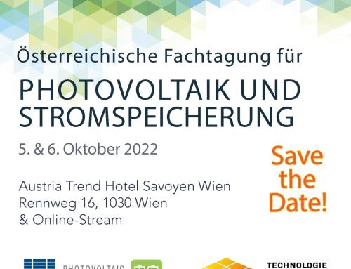 Save the date: Fachtagung für Photovoltaik und Stromspeicherung am 5. & 6. OKTOBER 2022
