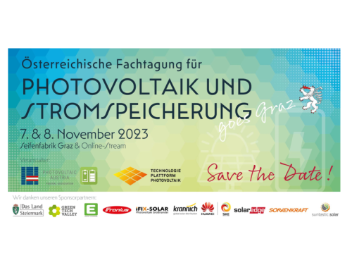 Save the Date:  Österreichische Fachtagung für Photovoltaik und Stromspeicherung 7. und 8. November 2023